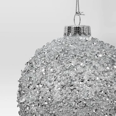 Christmas Silver Beaded Ball Ornament - Wondershop™ 2 Christmas Silver Beaded Ball Ornament - Wondershop™ - Image 2