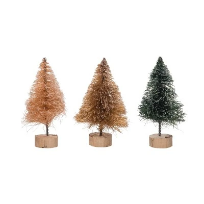 Transpac Fall/Harvest Small Bottle Brush Tree Set Of 3 Christmas Home Decorations 1 Transpac Fall/Harvest Small Bottle Brush Tree Set Of 3 Christmas Home Decorations