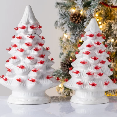 Transpac Small Ceramic Light Up Cardinal Tree - Festive Christmas Decorative Object For Holiday Cheer 3 Transpac Small Ceramic Light Up Cardinal Tree - Festive Christmas Decorative Object For Holiday Cheer - Image 3