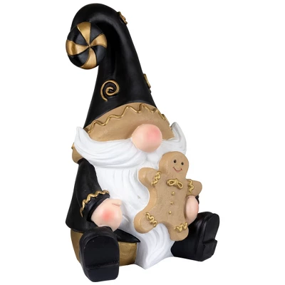 Northlight Gnome Holding Gingerbread Man Cookie Christmas Decoration - 13" - Black 2 Northlight Gnome Holding Gingerbread Man Cookie Christmas Decoration - 13" - Black - Image 2