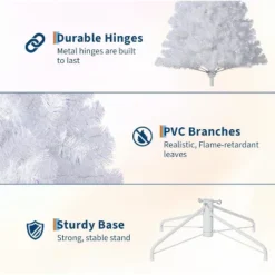 Acekool Snowy Holiday Tree, Frosted Branch Tips, Pre-Decorated Glow Accents, Metal Stand, Enchanting Winter Decor