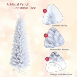 Costway 5ft Unlit Artificial Slim Pencil Christmas Tree With Metal Stand White 15 Costway 5ft Unlit Artificial Slim Pencil Christmas Tree With Metal Stand White -National Tree Company Store GUEST d7d1bede 92f3 4565 8d17 2fd1be532661
