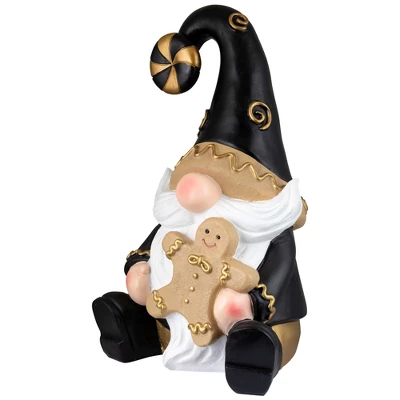 Northlight Gnome Holding Gingerbread Man Cookie Christmas Decoration - 13" - Black 3 Northlight Gnome Holding Gingerbread Man Cookie Christmas Decoration - 13" - Black - Image 3