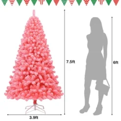 Costway 4.5/6.5/7.5 Ft Snow Flocked Hinged Artificial Christmas Tree W/ Metal Stand Pink 13 Costway 4.5/6.5/7.5 Ft Snow Flocked Hinged Artificial Christmas Tree W/ Metal Stand Pink -National Tree Company Store GUEST d8679d2a 6d19 4653 8413 3b7176f197f9