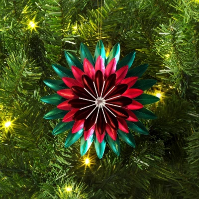 Christmas Foil Flower Ornament Green Ornament - Wondershop™ 1 Christmas Foil Flower Ornament Green Ornament - Wondershop™