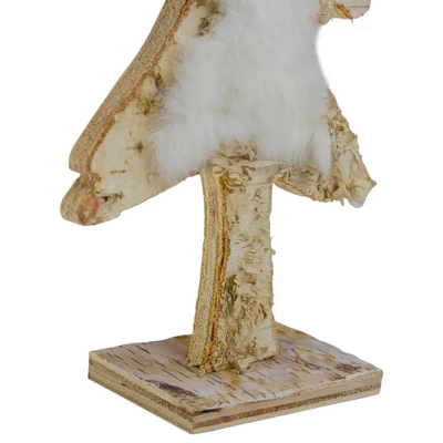 Northlight Wooden Tree With Faux Fur Christmas Decoration - 13.5" - Brown And White 5 Northlight Wooden Tree With Faux Fur Christmas Decoration - 13.5" - Brown And White - Image 5