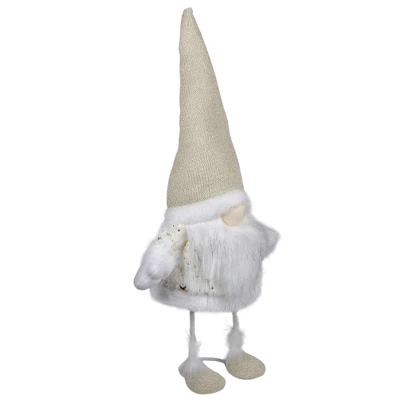 Northlight Gnome With Stars And Faux Fur Sweater Christmas Decoration - 17" - White And Cream 3 Northlight Gnome With Stars And Faux Fur Sweater Christmas Decoration - 17" - White And Cream - Image 3