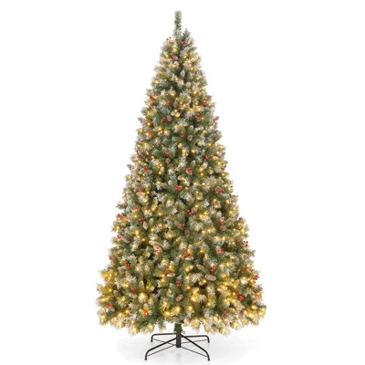 Costway 5FT/6.5FT/7.5FT Artificial Christmas Tree Hinged With 200/420/560/650 Warm LED Lights & 126/207/267/309 Red Berries 13 Costway 5FT/6.5FT/7.5FT Artificial Christmas Tree Hinged With 200/420/560/650 Warm LED Lights & 126/207/267/309 Red Berries - Image 13