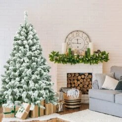 Costway 4.5FT Artificial Hinged Christmas Tree Snow Flocked Pine Tree W/400 Tips And Foldable Base 11 Costway 4.5FT Artificial Hinged Christmas Tree Snow Flocked Pine Tree W/400 Tips And Foldable Base -National Tree Company Store GUEST de1832cd 7672 4589 88bb 70eb1412f4fb