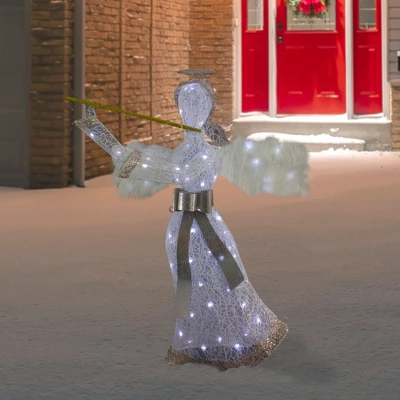 Northlight 36" LED Lighted Lace Angel With Flute Outdoor Christmas Decoration 1 Northlight 36" LED Lighted Lace Angel With Flute Outdoor Christmas Decoration