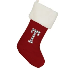 Personalization Mall Farmhouse Initial Red Christmas Stocking, Ivory Faux Fur -National Tree Company Store GUEST e29a12e8 d9d0 49c8 87fd 4639c563eeab