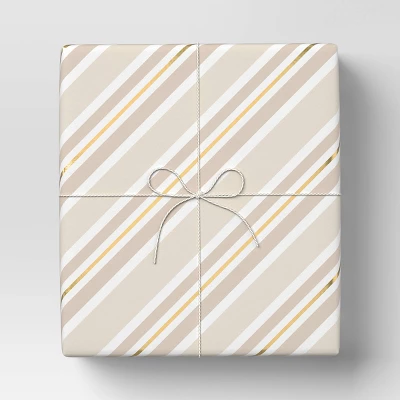 90' Christmas Fabric Ribbon Gold/White Striped Twine - Wondershop™ 1 90' Christmas Fabric Ribbon Gold/White Striped Twine - Wondershop™