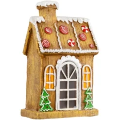 Northlight LED Lighted Peppermint Gingerbread House Christmas Decoration - 14" -National Tree Company Store GUEST e498f9ae 7094 4c13 94db 14b2b78be38d