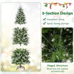 Costway 6/7.5/9 FT Flocked Christmas Tree With 671/913/1310 PE PVC Branch Tips 280/350/470 Warm White LED Lights 17 Costway 6/7.5/9 FT Flocked Christmas Tree With 671/913/1310 PE PVC Branch Tips 280/350/470 Warm White LED Lights -National Tree Company Store GUEST e84357f5 ebb4 44df a352 568d70fd723f