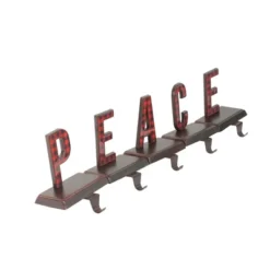 Northlight Buffalo Plaid “PEACE” Christmas Stocking Holder - 6" - 5 Piece