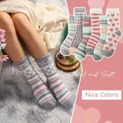 Autumn Winter Fuzzy Socks Womens Cozy Fluffy Warm Socks For Women Mom,Birthday Christmas Gifts For Her