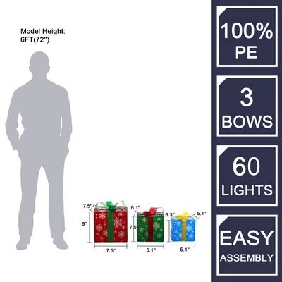 LuxenHome Set Of 3 Colored Presents Lighted Holiday Decoration Multi-Color 6 LuxenHome Set Of 3 Colored Presents Lighted Holiday Decoration Multi-Color - Image 6
