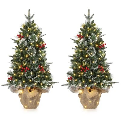Homhougo 3FT 2-Pack Tabletop Flocked Christmas Trees With Cloth Bag Base, Small Decor For Office Or Entry 7 Homhougo 3FT 2-Pack Tabletop Flocked Christmas Trees With Cloth Bag Base, Small Decor For Office Or Entry - Image 7