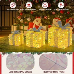 Tangkula Set Of 3 Christmas Lighted Gift Boxes Pre-lit 90 LED Light Up Present Box Decorations With Bows And Plug -National Tree Company Store GUEST ebe32a3b 2ca5 458c 8902 a959ea9aa282