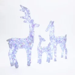 LuxenHome 3-Piece Multi-Color Snowflake Deer Family Outdoor Holiday Decoration With 340 Lights White, Multi -National Tree Company Store GUEST eda2432f 19d7 4d53 9619 d1f0eb2a5fcb