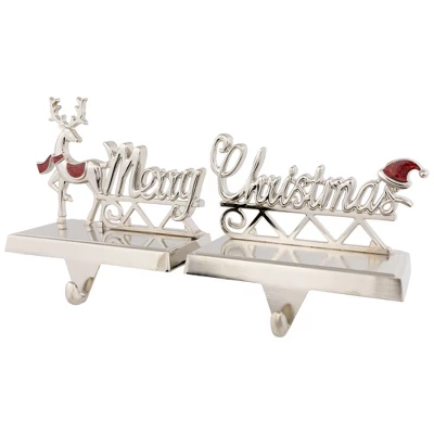 Northlight Set Of 2 Silver Reindeer Merry Christmas Metal Stocking Holders 5.5" 3 Northlight Set Of 2 Silver Reindeer Merry Christmas Metal Stocking Holders 5.5" - Image 3