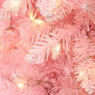 LuxenHome 6Ft Pink Pencil Artificial Tree With Warm White Lights And 8 Light Functions 9 LuxenHome 6Ft Pink Pencil Artificial Tree With Warm White Lights And 8 Light Functions - Image 9