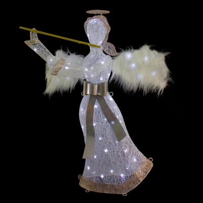 Northlight 36" LED Lighted Lace Angel With Flute Outdoor Christmas Decoration 2 Northlight 36" LED Lighted Lace Angel With Flute Outdoor Christmas Decoration - Image 2
