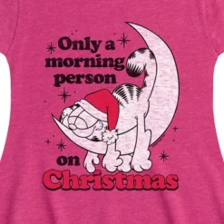 Girls' - Garfield - Only A Morning Person On Christmas Fit & Flair Cap Sleeve Graphic Dress