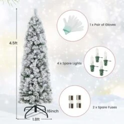 Costway 4.5 FT/6FT/7FT Pre-Lit Slim Christmas Tree Flocked Decoration With Pine Needles & Lights -National Tree Company Store GUEST f0add2c1 1b5c 4fa5 bb19 ea3ee79c2928