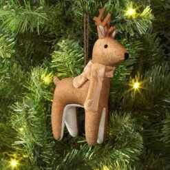 Christmas Fabric Deer Ornament Brown - Wondershopâ˘