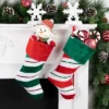 Northlight 18" Red And Green Velvet Sequin Stripe Christmas Stocking