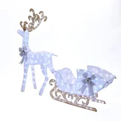 LuxenHome 2-Piece White Reindeer And Sleigh With Silver Bow And Ornaments Outdoor Holiday Decoration With Lights White, Multi, Silver, Brown 16 LuxenHome 2-Piece White Reindeer And Sleigh With Silver Bow And Ornaments Outdoor Holiday Decoration With Lights White, Multi, Silver, Brown -National Tree Company Store GUEST f45a5f61 f958 4428 b27c 044752801559