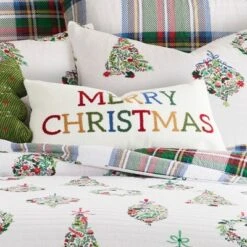 Festive Baubles Merry Christmas Pillow 12x24