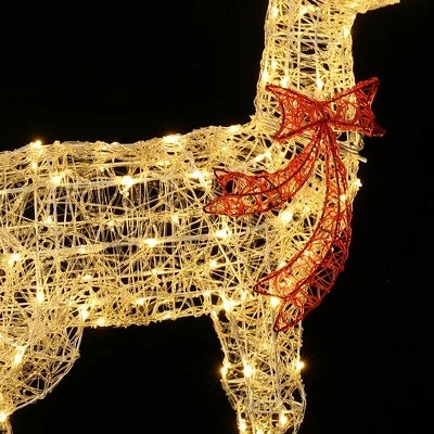 LuxenHome 3-Piece Deer Family Outdoor Holiday Decoration Set With Lights And Timer White, Red 10 LuxenHome 3-Piece Deer Family Outdoor Holiday Decoration Set With Lights And Timer White, Red - Image 10