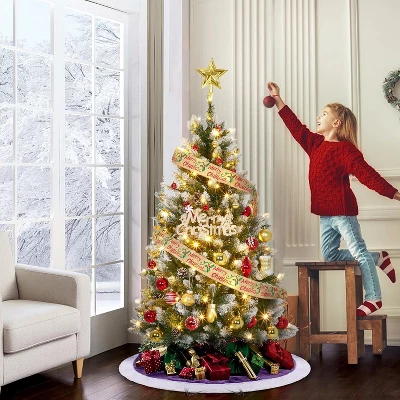 4.5/6/7.5/9ft Pre-Lit Artificial Christmas Tree With Pinecones, Warm White Lights, Hinged Branches, PVC Fir Tips, Easy Assembly 7 4.5/6/7.5/9ft Pre-Lit Artificial Christmas Tree With Pinecones, Warm White Lights, Hinged Branches, PVC Fir Tips, Easy Assembly - Image 7