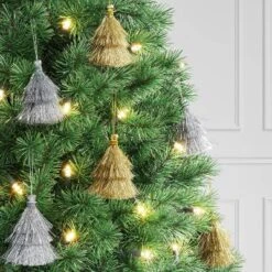 3' 5" Christmas Mini Tassel Ornament Set Champagne - Wondershop™