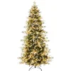 7.5ft Flocked Slim Christmas Tree - 240 Warm White Lights (8 Modes), PE+PVC Construction With Metal Stand