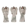 Transpac Set Of 3 Greenery Angel Figurines Christmas Home Decorations Resin Decorative Objects