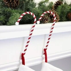 2ct Candy Cane Stocking Holder - Haute Décor