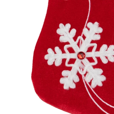 Northlight 20.5-Inch Red And White Velvet With White Snowflake Christmas Stocking 5 Northlight 20.5-Inch Red And White Velvet With White Snowflake Christmas Stocking - Image 5