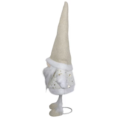 Northlight Gnome With Stars And Faux Fur Sweater Christmas Decoration - 17" - White And Cream 2 Northlight Gnome With Stars And Faux Fur Sweater Christmas Decoration - 17" - White And Cream - Image 2