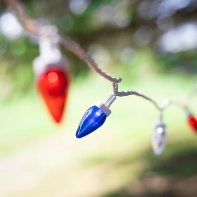 Northlight C7 LED Fourth Of July Lights - Red, Blue And White - 16' White Wire - 50ct 1 Northlight C7 LED Fourth Of July Lights - Red, Blue And White - 16' White Wire - 50ct